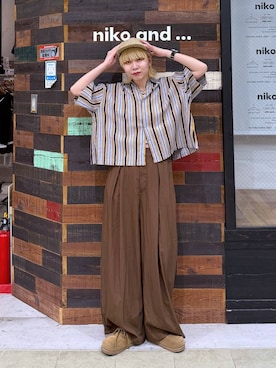 「niko and...（ニコアンド）の《抗菌消臭》スライドモカシンシューズ（モカシン/デッキシューズ、イエロー系）」を使った、ちーちさん（レディース・165cm）の夏コーディネート