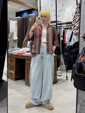 「niko and...（ニコアンド）の[NKJ 2026SS] 3Dドロップデニムパンツ（デニムパンツ、ブルー系）」を使った、ちーちさん（レディース・165cm）の春コーディネート