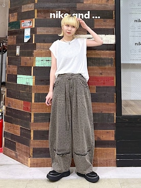 「アイテム（ブラウン系）」を使った、ちーちさん（レディース・165cm）の夏コーディネート