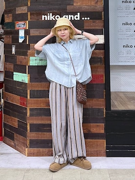 「アイテム（ハット、その他）」を使った、ちーちさん（レディース・165cm）の夏コーディネート