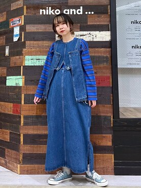 「アイテム（ジャンパースカート）」を使った、ちーちさん（レディース・165cm）の冬コーディネート
