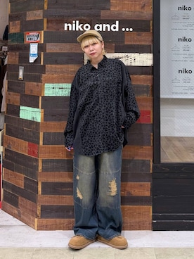 「niko and...（ニコアンド）のアイテム（キャップ）」を使った、ちーちさん（レディース・165cm）の秋コーディネート