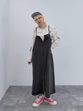 「niko and...（ニコアンド）のクールキープカップ付きタンクトップ（タンクトップ、グレー系）」を使った、ちーちさん（レディース・165cm）の夏コーディネート