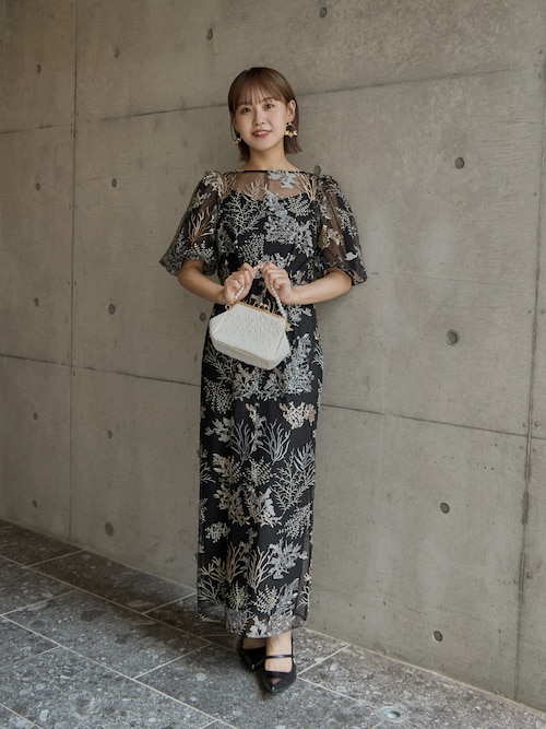 niana ドレス フラワー刺繍レースペンシルドレス 結婚式 成人式