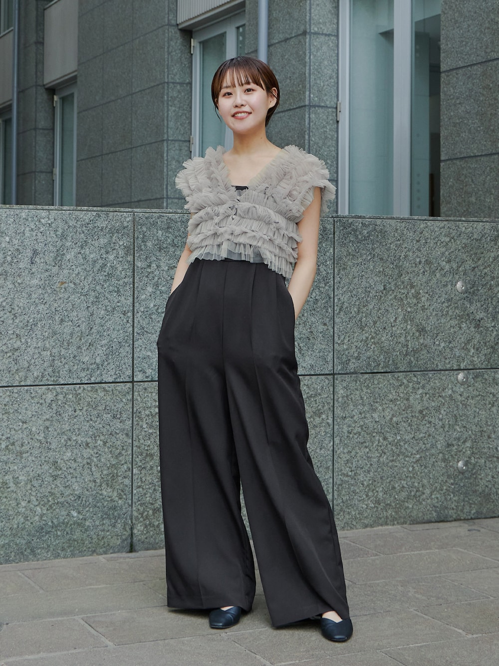 niana チュールベストオールインワンドレス パンツドレス ブラック　M チュールベストオールインワンドレス パンツドレス 2点セット