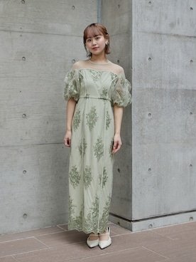 「niana（ニアナ）のブルーミングパールイヤリング 両耳 ビーズ 花 結婚式 二次会 同窓会 成人式 パーティー お呼ばれ オケージョン フォーマル（イヤリング、ゴールド系）」を使った、nianaさん（レディース）の冬コーディネート