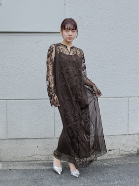 niana（ニアナ）の「【低身長用サイズあり】縁取りレース ロングフレ