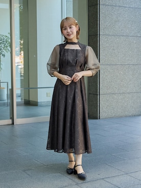 「アイテム（ドレス、ブラウン系）」を使った、nianaさん（レディース・158cm）の秋コーディネート