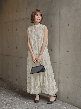 「niana（ニアナ）のラメレースパンプス ストラップ 結婚式 二次会 同窓会 成人式 パーティー フォーマル オケージョン（パンプス、ブラック系）」を使った、nianaさん（レディース）の春コーディネート