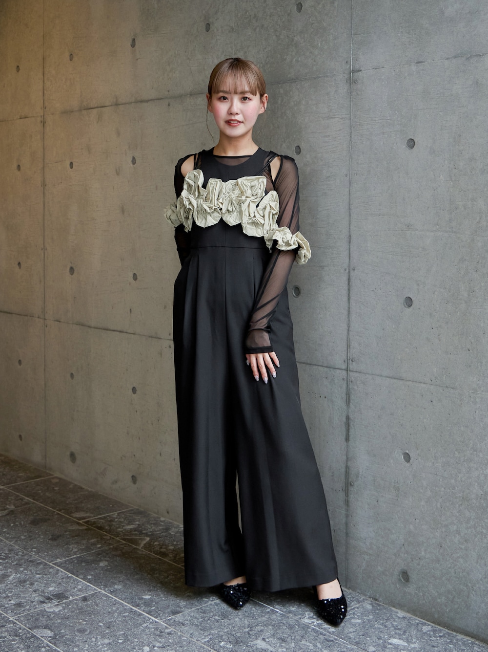 ANDRESD】 ラッフルビスチェ パンツドレス 3点セット 結婚式 S