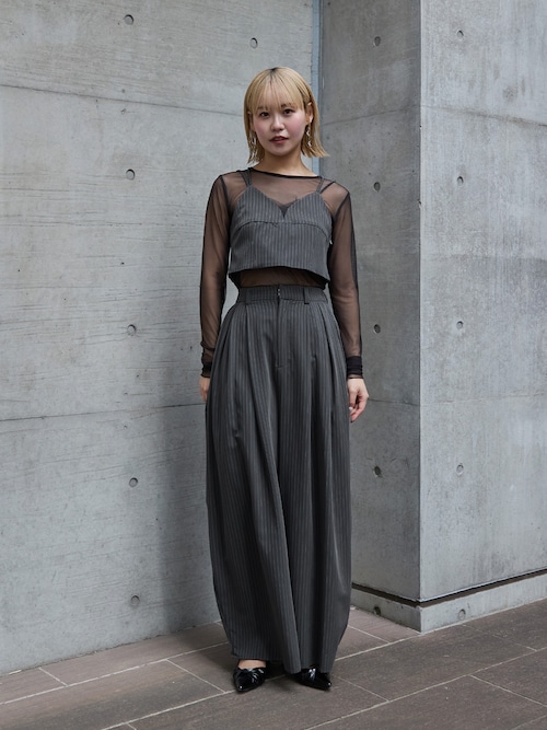 ANDRESD ピンストライプビスチェワイドパンツドレス S size ピン