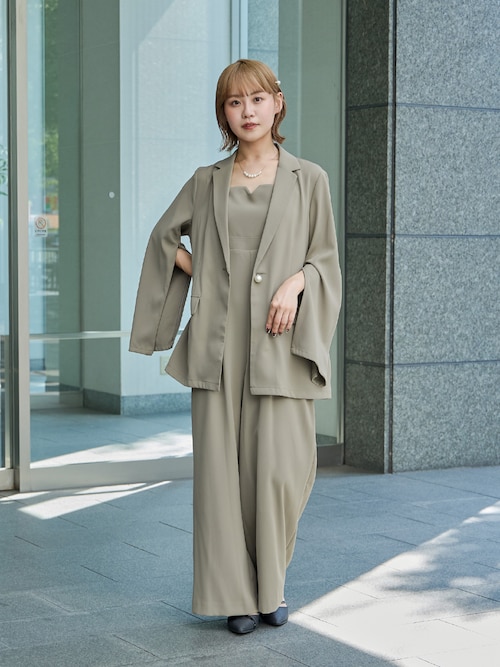 ジャケットセットアップドレス 2点セット パンツドレス オールインワン