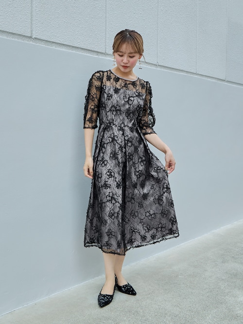 セール】スパンコールフラワーレースドレス 結婚式 成人式