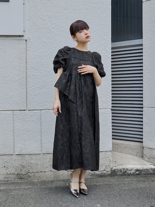 niana バブルスリーブジャガードドレス バブルスリーブジャガードドレス マタニティ 妊婦 結婚式 二次会 成人