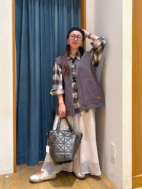 「アイテム（スカート）」を使った、しいぽ。さん（レディース・150cm・30代）の秋コーディネート