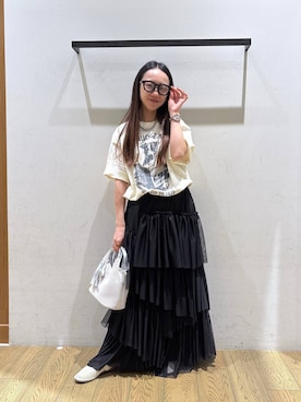 「BAYFLOW（ベイフロー）のボール3連ネックレス（ネックレス、その他）」を使った、しいぽ。さん（レディース・150cm）の春コーディネート