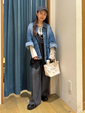「BAYFLOW（ベイフロー）のボール3連ネックレス（ネックレス、その他）」を使った、しいぽ。さん（レディース・150cm）の春コーディネート