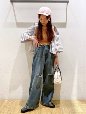 「アイテム（キャップ）」を使った、しいぽ。さん（レディース・150cm・30代）の夏コーディネート