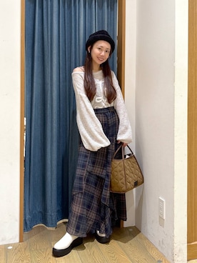 「チェック」｜しいぽ。さん（レディース・150cm・30代）の秋コーディネート