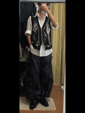 「アイテム（ベスト）」を使った、chinari_fashionさん（メンズ・166cm）の秋コーディネート