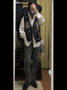 「アイテム（付け襟）」を使った、chinari_fashionさん（メンズ・166cm）の秋コーディネート