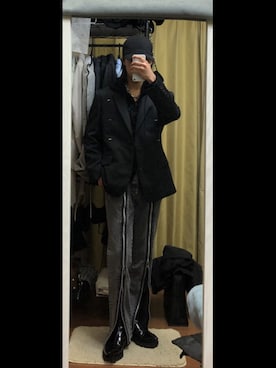 「アイテム（テーラードジャケット）」を使った、chinari_fashionさん（メンズ・166cm）の冬コーディネート