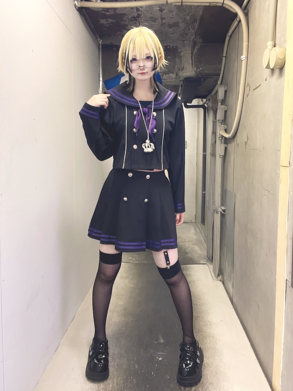 「Amilige」｜「Amiligeのセーラーセットアップ（セットアップ、ブラック系）」を使った、fuyutamnさん（レディース・160cm）の秋コーディネートの1枚目の写真