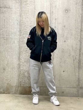 「新作」｜「アイテム（スウェットパンツ）」を使った、REANAさん（レディース・154cm）の冬コーディネート