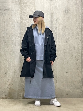 「AVIREX（アヴィレックス）のアイテム（モッズコート）」を使った、REANAさん（レディース・154cm）の冬コーディネート