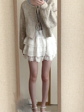 「アイテム（カーディガン/ボレロ）」を使った、fuyun0_0@透明感と強さ⚡️🫧さん（レディース・165cm）の夏コーディネート