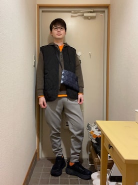 「キルティングベスト」｜たくみんさん（メンズ・170cm）の冬コーディネート