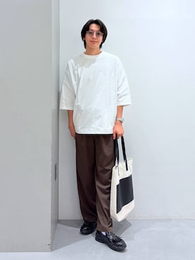 「アイテム（その他パンツ、ブラウン系）」を使った、Jiro_さん（メンズ・176cm）の夏コーディネート