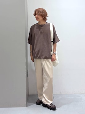 「LAKOLE（ラコレ）のベルト付トラウザー2 / 1042747（スラックス、グレー系）」を使った、Jiro_さん（メンズ・176cm）の夏コーディネート