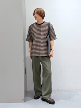 「LAKOLE（ラコレ）のキャンバスコンビトートバッグ / 138661（トートバッグ、グレー系）」を使った、Jiro_さん（メンズ・176cm）の春コーディネート