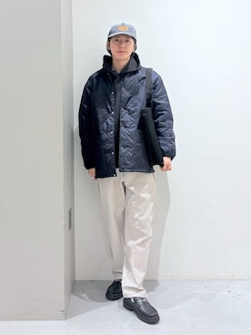 「アイテム（帽子、ブルー系）」を使った、Jiro_さん（メンズ・176cm）の冬コーディネート