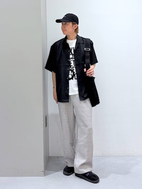 「LAKOLE（ラコレ）のベーシックロゴキャップ / 631867（キャップ、ブラック系）」を使った、Jiro_さん（メンズ・176cm）の春コーディネート
