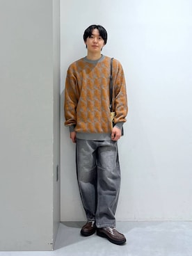 「LAKOLE（ラコレ）のアイテム（ニット/セーター）」を使った、Jiro_さん（メンズ・176cm）の冬コーディネート
