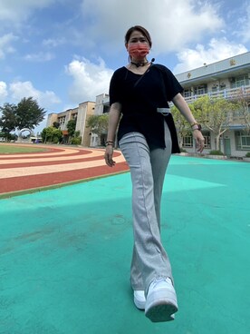 「アイテム（デジタル腕時計、ピンク系）」を使った、Bella Changさん（レディース・153cm）の夏コーディネート