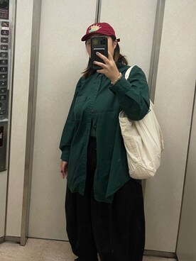 「plussize」｜「アイテム（帽子）」を使った、檸さん（レディース・165cm）の夏コーディネート