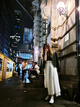 「NYC」｜「アイテム（ライダースジャケット）」を使った、Francesさん（レディース・157cm）の夏コーディネート