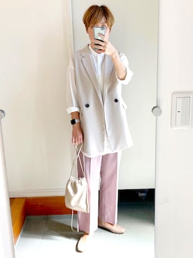 「grove（グローブ）のアイテム（スラックス）」を使った、minoさん（レディース・163cm）の秋コーディネート