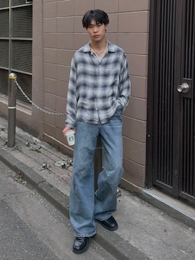 「ZARA（ザラ）のアイテム（シャツ/ブラウス、グレー系）」を使った、Yo_ta  さん（メンズ・178cm）の春コーディネート