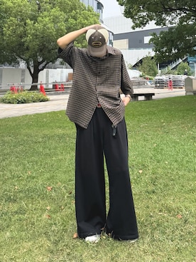 「アイテム（トップス、ブラウン系）」を使った、Yo_ta  さん（メンズ・178cm）の夏コーディネート