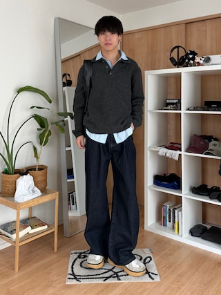 「LUENNA（ルエナ）の【LUENNA】 Wide Collar Loose Fit Shirt /ワイドカラー ルーズフィット シャツ（シャツ/ブラウス）」を使った、Yo_ta  さん（メンズ・178cm）の冬コーディネート