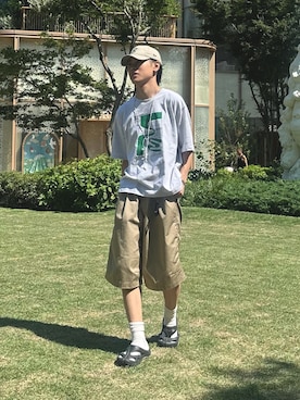 「アイテム（シューズ、ブルー系）」を使った、Yo_ta  さん（メンズ・178cm）の夏コーディネート