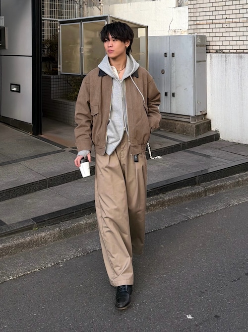 Faux Leather Collar Duck Jacket / 襟切替ダックジャケット（ブルゾン