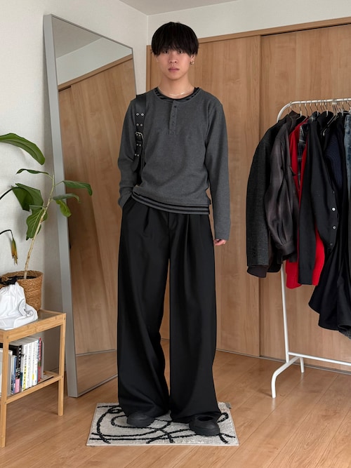 WOOL GABARDINE INTACK WIDE TROUSERS（スラックス）｜LAPIIS（ラピス