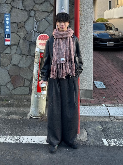 UNISEX》Sheep Leather Single Riders Collared Jacket/シープレザー