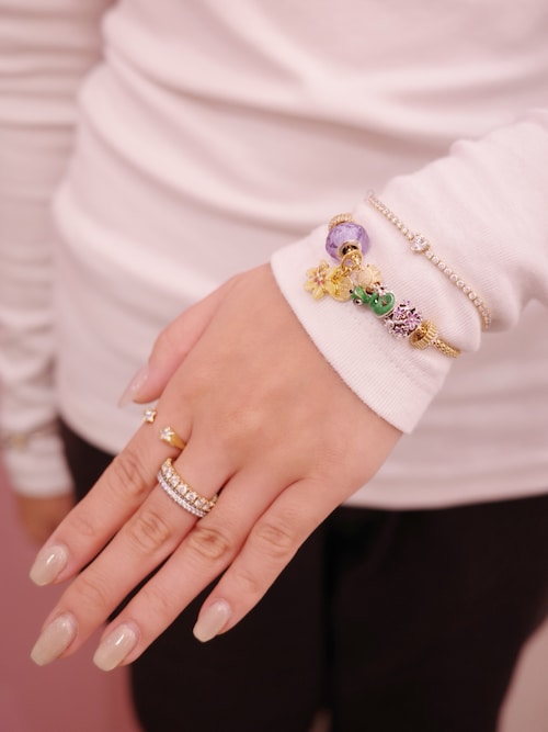 PANDORA ブレスレット スタデッド チェーン ゴールド スライダー