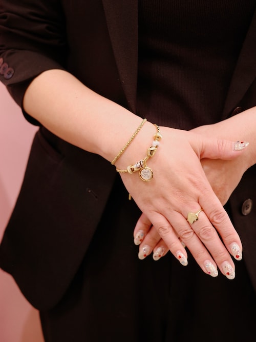 PANDORA ブレスレット スタデッド チェーン ゴールド スライダー